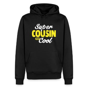 super cousin / humour cousin - Sweat à capuche Premium bio Homme - noir - Devant - Nico (187cm)