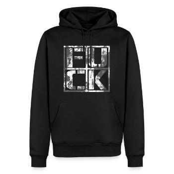 FUCK - Grunge Logo - Sweat à capuche Premium bio Homme - noir - Devant - Nico (187cm)