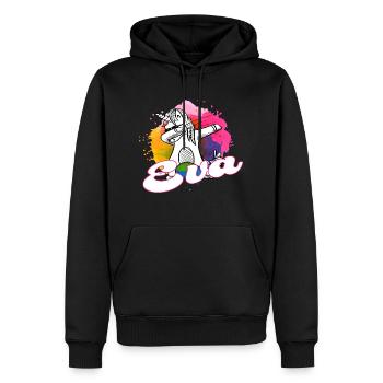 EVA - Cute name with dabbing unicorn - Men’s Premium Organic Hoodie - black - Front - Nico (187cm)