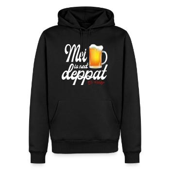 mei Bier is ned deppat Mundl Nudlaug - Männer Premium Bio Hoodie - Schwarz - Vorne - Nico (187cm)