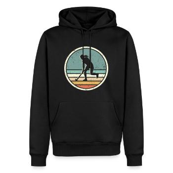 Feldhockey Spielerin Retro Frauen Hockey - Männer Premium Bio Hoodie - Schwarz - Vorne - Nico (187cm)