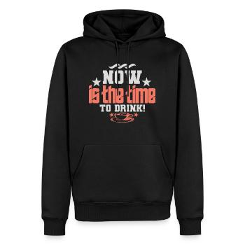 JETZT IST ES ZEIT ZU TRINKEN - Männer Premium Bio Hoodie - Schwarz - Vorne - Nico (187cm)