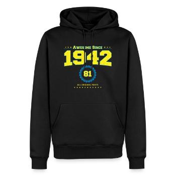 Super chemise 1942 pour hommes femmes 81 ans 81st - Sweat à capuche Premium bio Homme - noir - Devant - Nico (187cm)