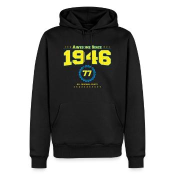 Awesome 1946 Shirt für Männer Frauen 77 Jahre alt 77. - Männer Premium Bio Hoodie - Schwarz - Vorne - Nico (187cm)