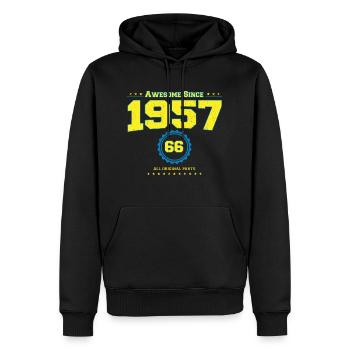 Super chemise 1957 pour hommes femmes 66 ans 66ème - Sweat à capuche Premium bio Homme - noir - Devant - Nico (187cm)