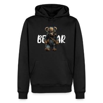 Masken Teddy Bär dunkel - Männer Premium Bio Hoodie - Schwarz - Vorne - Nico (187cm)