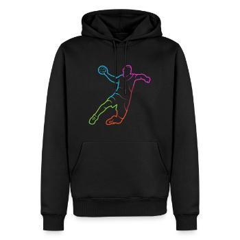 Joueurs de handball Joueurs de handball colorés Joueurs de handball - Sweat à capuche Premium bio Homme - noir - Devant - Nico (187cm)