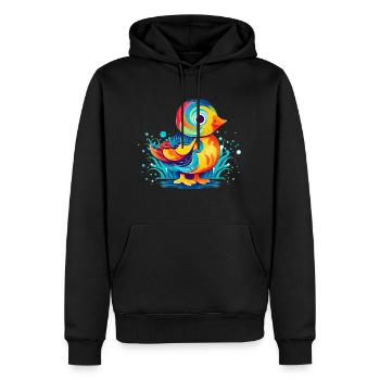 Bunte minimalistische Ente perfekt als Geschenk - Männer Premium Bio Hoodie - Schwarz - Vorne - Nico (187cm)