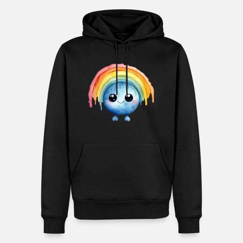 Dessin à l’aquarelle arc-en-ciel - Sweat à capuche Premium bio Homme - noir