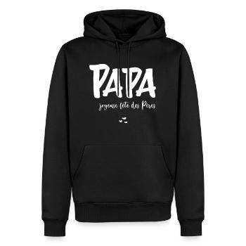 Papa joyeuse fête des Pères - Sweat à capuche Premium bio Homme - noir - Devant - Nico (187cm)