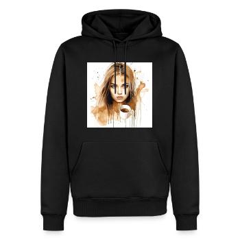 Watercolor Art Beautiful Woman - Men’s Premium Organic Hoodie - black - Front - Nico (187cm)