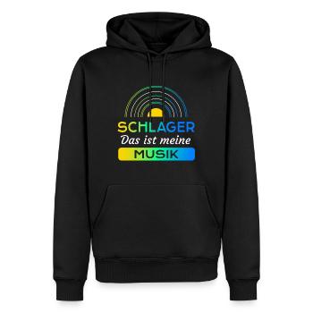 Schlager - Das ist meine Musik - Männer Premium Bio Hoodie - Schwarz - Vorne - Nico (187cm)