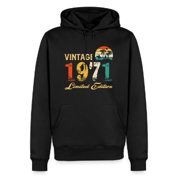 Vintage 1971 Limited Edition Made In 1971 Birthday - Men’s Premium Organic Hoodie - black - Front - Nico (187cm)