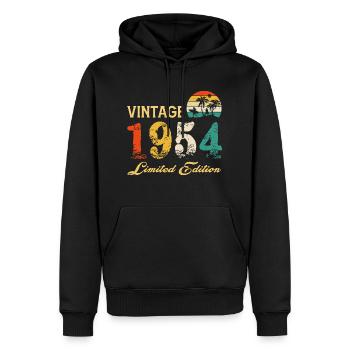 Vintage 1954 Edition Limitée Made In 1954 Anniversaire - Sweat à capuche Premium bio Homme - noir - Devant - Nico (187cm)