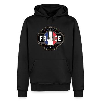 France - Männer Premium Bio Hoodie - Schwarz - Vorne - Nico (187cm)