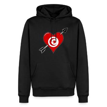 Tunisia flag heart in love - Men’s Premium Organic Hoodie - black - Front - Nico (187cm)