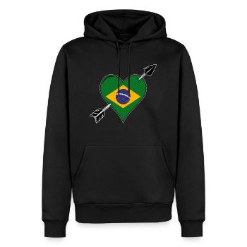 Brésil drapeau coeur amoureux - Sweat à capuche Premium bio Homme - noir - Devant - Nico (187cm)