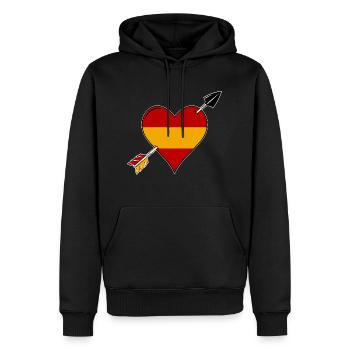 Espagne drapeau coeur amoureux - Sweat à capuche Premium bio Homme - noir - Devant - Nico (187cm)