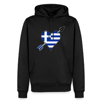 Greece Flag Heart Love - Men’s Premium Organic Hoodie - black - Front - Nico (187cm)