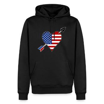 USA Flag Heart Love - Men’s Premium Organic Hoodie - black - Front - Nico (187cm)