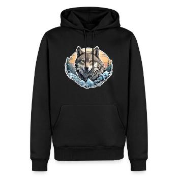 Loup du pergélisol - Sweat à capuche Premium bio Homme - noir - Devant - Nico (187cm)