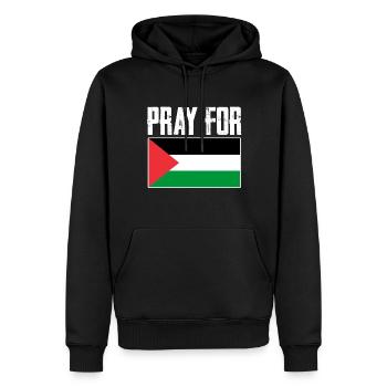 Palestine libre - Sweat à capuche Premium bio Homme - noir - Devant - Nico (187cm)