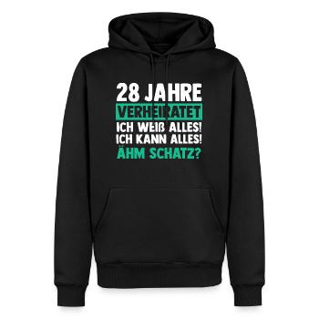 Ehe Nelkenhochzeit 28 Jahre Verheiratet Hochzeitst - Männer Premium Bio Hoodie - Schwarz - Vorne - Nico (187cm)