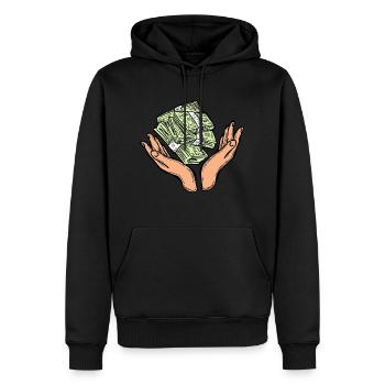 Big money flying to you for wealth and prosperity. - Men’s Premium Organic Hoodie - black - Front - Nico (187cm)