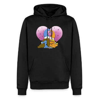 Zwergen Pärchen für Valentinstag und Liebende - Männer Premium Bio Hoodie - Schwarz - Vorne - Nico (187cm)