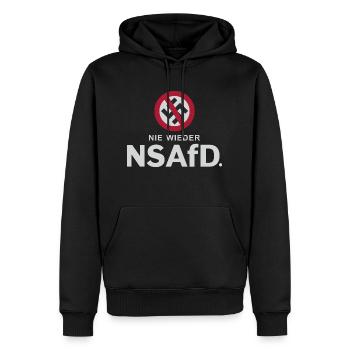NIE WIEDER NAZIES ODER NS! - Männer Premium Bio Hoodie - Schwarz - Vorne - Nico (187cm)