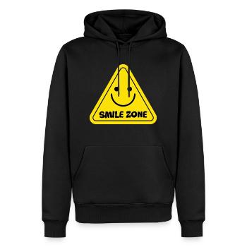 Smile Zone Happy Jaune Esthétique Soleil d’été - Sweat à capuche Premium bio Homme - noir - Devant - Nico (187cm)