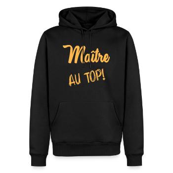 VIELEN DANK. MEISTER. - Männer Premium Bio Hoodie - Schwarz - Vorne - Nico (187cm)