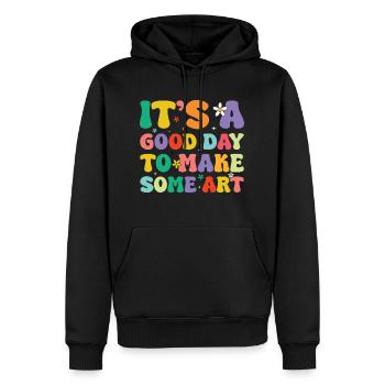 Artistes - Une bonne journée pour faire de l’art - Sweat à capuche Premium bio Homme - noir - Devant - Nico (187cm)