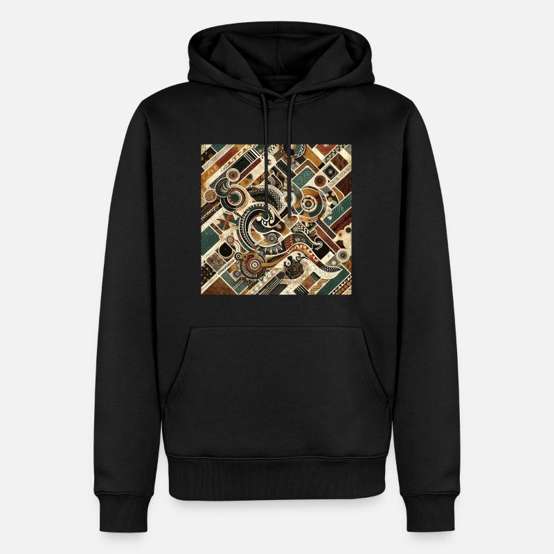 Muster im Afro-Stil - Männer Premium Bio Hoodie - Schwarz