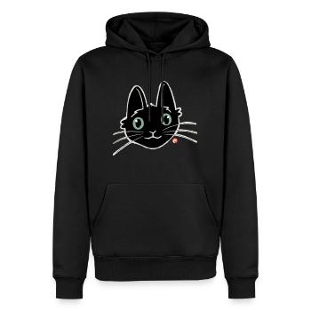 Pickle le chaton noir - Sweat à capuche Premium bio Homme - noir - Devant - Nico (187cm)