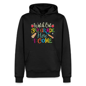 Achtung: 3. Klasse, hier komme ich - Lehramtsstudent - Männer Premium Bio Hoodie - Schwarz - Vorne - Nico (187cm)