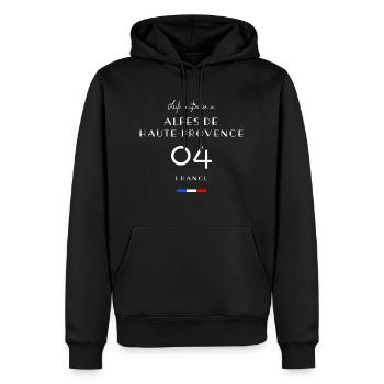 Leben in ALPES-DE-HAUTE-PROVENCE Nummer 04 Digne - Männer Premium Bio Hoodie - Schwarz - Vorne - Nico (187cm)