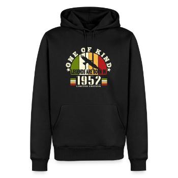 Legend Born 1952 anniversaire 72 ans - Sweat à capuche Premium bio Homme - noir - Devant - Nico (187cm)