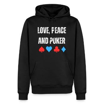 Love, Peace and Poker - Männer Premium Bio Hoodie - Schwarz - Vorne - Nico (187cm)