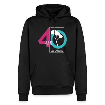 009s 40 LES LANDES - Sweat à capuche Premium bio Homme - noir - Devant - Nico (187cm)