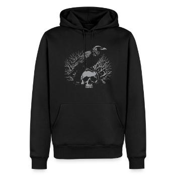 Raven sitting on the skull - Men’s Premium Organic Hoodie - black - Front - Nico (187cm)