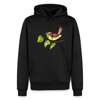 Bunter Vogel - Männer Premium Bio Hoodie - Schwarz - Vorne - Nico (187cm)