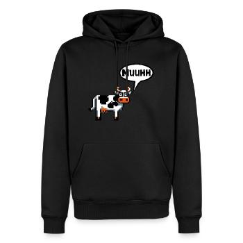 Servus Moin Cow Hello Morning Hello Good Day - Men’s Premium Organic Hoodie - black - Front - Nico (187cm)