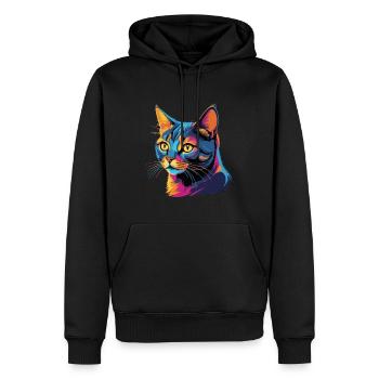 Elektrisches Britisch Kurzhaar: Lebendige Katzenkunst - Männer Premium Bio Hoodie - Schwarz - Vorne - Nico (187cm)