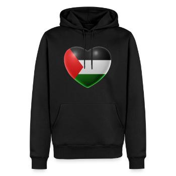 Coeur (Palestine / Palestine) - Sweat à capuche Premium bio Homme - noir - Devant - Nico (187cm)