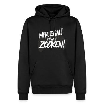 mir egal ich geh zocken, gamer, computer, fun - Männer Premium Bio Hoodie - Schwarz - Vorne - Nico (187cm)