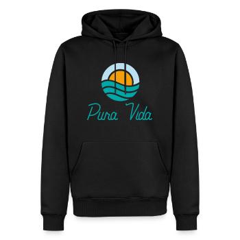 Pura vida Soleil - Sweat à capuche Premium bio Homme - noir - Devant - Nico (187cm)