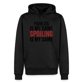 Frances est mon nom Spoiling est mon jeu - Sweat à capuche Premium bio Homme - noir - Devant - Nico (187cm)