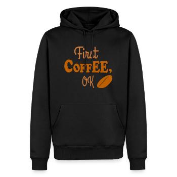 Café! Premier café, amateur de café, accro au café - Sweat à capuche Premium bio Homme - noir - Devant - Nico (187cm)