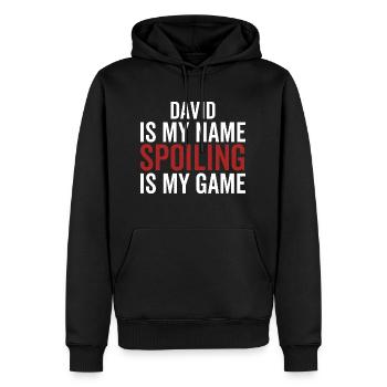 David ist mein Name Verderben ist mein Spiel - Männer Premium Bio Hoodie - Schwarz - Vorne - Nico (187cm)